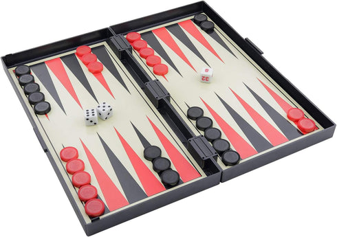 5 in 1 Magnetic Chess Checkers Dominoes Backgammon and Cards Set - Mini Travel Size Multi Board Games