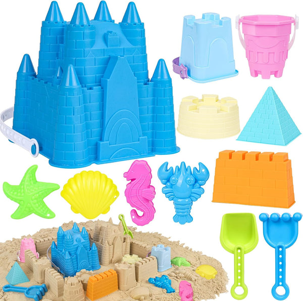 FUSPWEAO Beach Toys Sand Toys for Kids, Sand Castle Toys with Castle