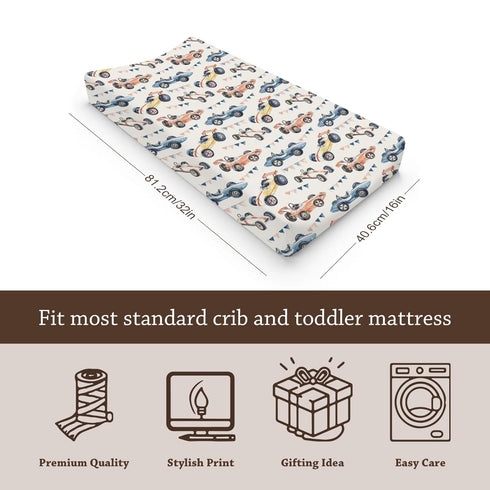 KuphiL10C 2 Pack Girls-16x32 Soft Racing Car Flags Helmets Pattern Baby Changing Pad Covers for Infant Newborn, Unisex