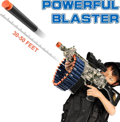 Electric Automatic Toy, JakMean Toy Blaster with 30 Dart Clips and 100 Foam Darts for Outdoor Shooting Games