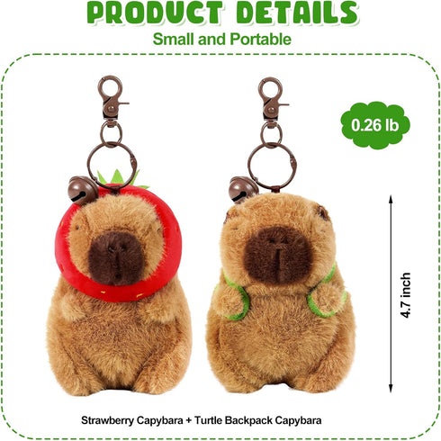 Ditucu 2 Pcs Capybara Plush Keychain Toys Kawaii Capybara Stuffed Animals Dolls Pendant for Backpack Decoration Gift for Kids