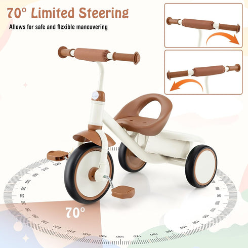 3 3-5 HONEY JOY Tricycle, Kids Trike Wheel Bike with Adjustable Seat, Removable Storage Basket, Tricycle for Years Old