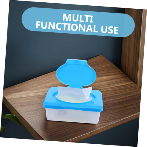 Unomor Lightweight Diaper Wipe Holder - Compact Refillable Container with Lid in Blue