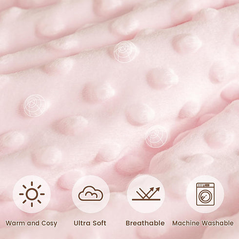 50x60 Inches, david's kids Micro Fleece Minky Baby Blanket for Girls with Double Layer and Soothing Raised Dots