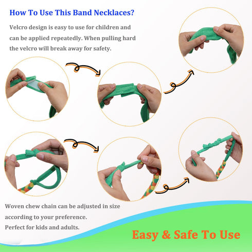 Chewy Necklaces for Sensory Kids, Terry Cloth Chew Necklaces for Chewing, Teething, and Biting