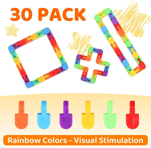 FUIYKA 30pcs Wacky Track Fidget Toys Bulk for Kids: Snap and Click Sensory Puzzle, Goodie Bag, Treasure Box Prizes