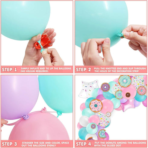Levfla 100 PCS Donut Balloons Garland, Pastel Decoration Kits for Kids Birthday Party, Photo Props