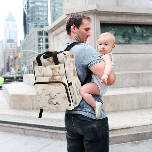 YANENDIE Backpack, Backpack Backpack Farm Animals Diaper Bag Unisex Travel Baby Diaper Bags with Stroller Straps