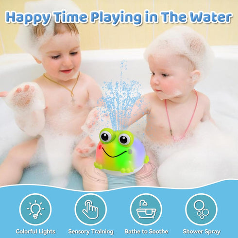 KAYOMIPE 1-3,Rechargeable 6-12 Light Up Bath Toys for Kids Ages Frog Bath Toy Sprinkler for Babies Months,Water Pool