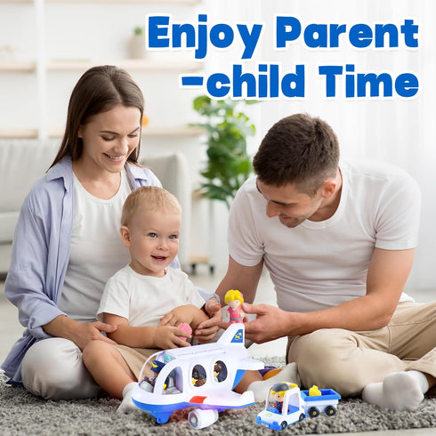 PLAY Airplane Toy for Kids, Toddler Travel Plane Toys 2+ Years Old, Musical Toy Airplane with Lights, Small Figures &