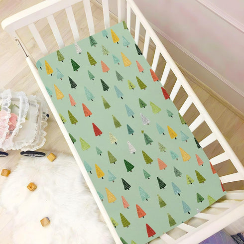 Sheet,52x28IN Pfrewn Christmas Crib Sheets for Boys Girls Woodland Forest Cute Trees Fitted Crib Sheet Fits Standard