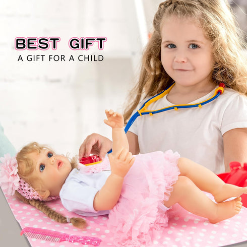 7 Set 17-22 Inch PEDOLLTREE Reborn Baby Dolls Clothes Girl Outfit Accessories Pink Tutu Pcs for Reborn Doll Newborn