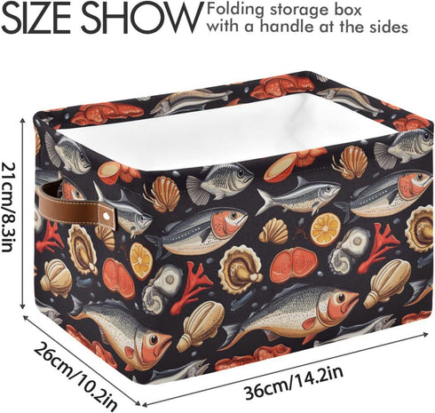 CWUPZAY 1 Pack Tuna Sardine Storage Basket Canvas Fabric Collapsible Storage Bins Box Organizer Waterproof for Home