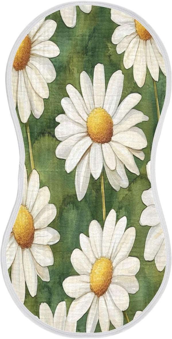YETTASBIN Daisy Flower Muslin Baby Burp Cloth, Super Soft Absorbent Cotton Burp Rag