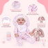 8 Set 12-15 Inch BABESIDE Pcs Baby Doll Clothes with Bassinet for Dolls, Cute Bunny Baby Doll Clothes and Accessories