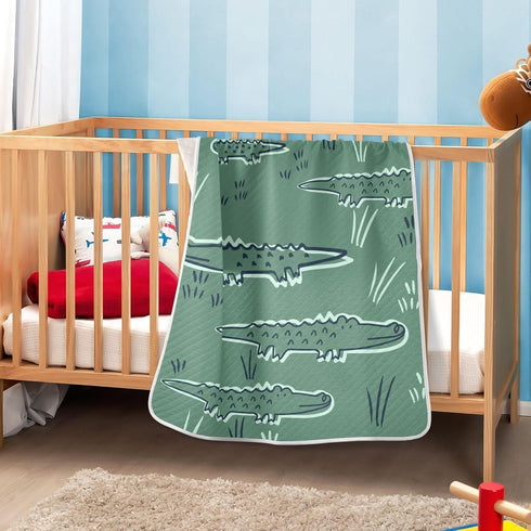 KICPOAY Cute Alligator Crocodile Dinosaur Baby Swaddle Blanket for Boys and Girls, Muslin Baby Receiving Swaddle