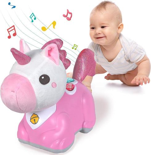 iPlay, iLearn Unicorn Baby Musical Toy, Infant Crawling Toys for 6-9 9-12