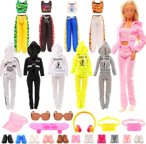 16 Pcs Doll Clothes and Accessories for 11.5 Inch Girl Dolls, Including Sports Suit, Shoes