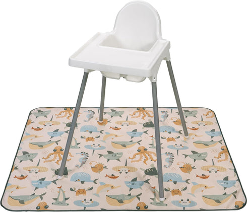 S&T INC. Baby Splat Mat for Under High Chair, Waterproof Highchair Mat with Anti-Skid Backing, Machine Washable, 42"x51"