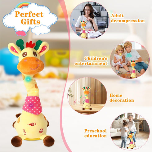 Dancing Giraffe Toy Stuffed Animal Toddlers Gifts for Baby Toys Singing Song Toddlers Toy Repeats What You Say Glowing