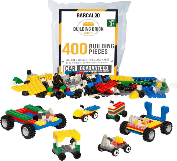 Barcaloo 400 Piece Wheels and Axles Set, Building Bricks Car Parts Kit