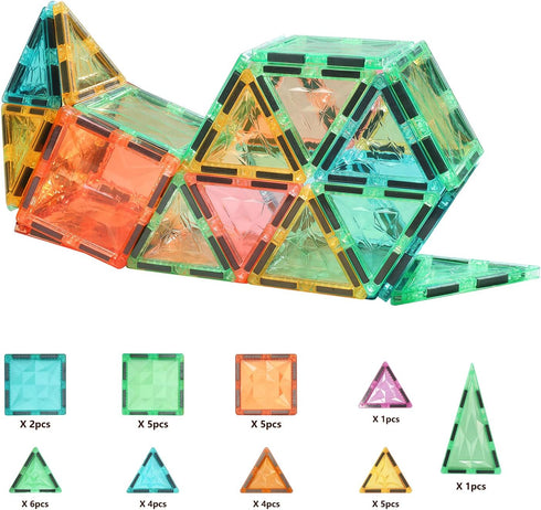 100-Piece Set 3+ Magnetic Tiles for Kids, Magnetic Building Blocks STEM Toys for Age Boys and Girls, Educational Magnet
