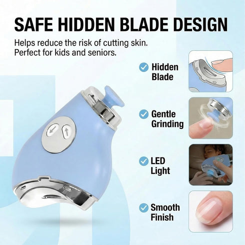 Calvoria Trimmer 3 Electric Nail Clippers, Safe Automatic Nail with LED Light & Speeds, Quiet USB Rechargeable Electric