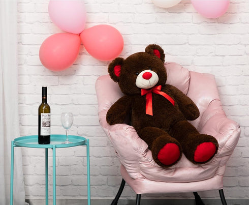 Huge Teddy Bear Stuffed Animal - Giant Plush Teddy Bear with Red Ribbon Bow, 36 inch Chocolate