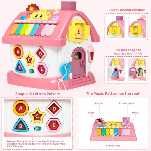 Marstone Toys for 1+ Year Old Girl Gifts, 8-in-1 Montessori Toddler Toys House with Learning and Playing, Birthday Gifts