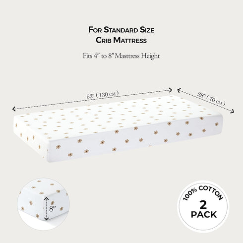 Cotton,2 Pack,Soft,Standard Sheets,100% 28x52 Dreamology Crib Sheets Crib Cotton Crib Sheet,for Boy,Girl, Baby Mattress