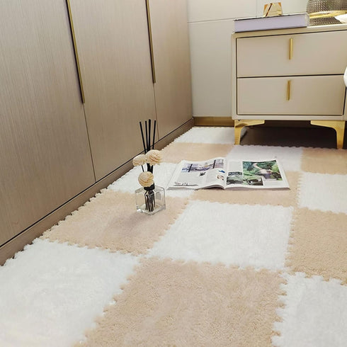 10pcs Decoration(11.8x11.8in, Plush Puzzle Foam Floor Mat, Soft Fluffy Interlocking Square Foam Tiles Area Rugs Carpet