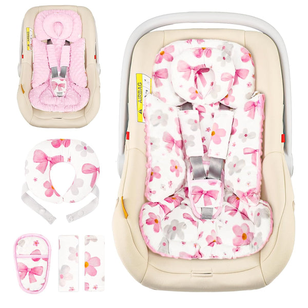 Hooyax Infant Car Seat Insert with Removable Head Support, Dual-Sided Baby Car