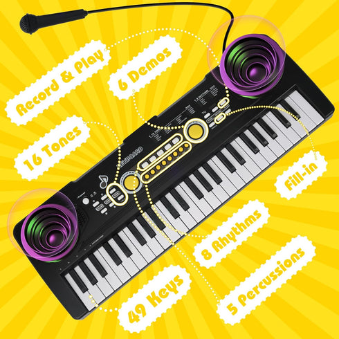 Drmukie 49 3-5 3 4 5 6 Key Piano Keyboard for Kids Music Toys Ages Electronic Keyboards Pianos with Microphone for Year