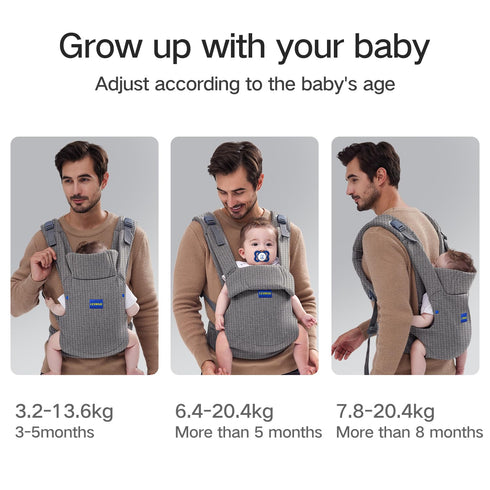 YEMKEZO Cozy (Summer-Gray) Baby Carrier Newborn to Toddler,Newborn Carrier with Head Support, Baby Holder Carrier