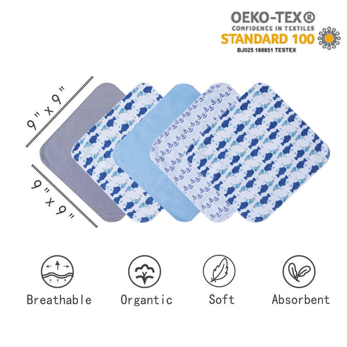Set, 5 (6 Viviland Baby Towels and Washcloths, Soft Absorbent Baby Boy Bath Towel Whale Hooded Towels with Infant