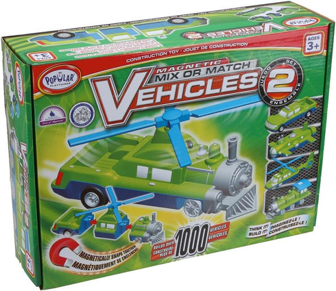 POPULAR PLAYTHINGS Magnetic Mix or Match Vehicles 2 Toy Play Set, 12 Pieces