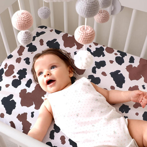 4 Pcs Western Cowboy Bassinet Sheets, Soft Baby Sheet Set Fit Standard Bassinets 32 x 16 x 3 Inches