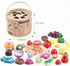 WHOHOLL Wooden Play Food for Kids Kitchen Playset - Montessori Pretend Cutting Food Toys for 2+ Year Old
