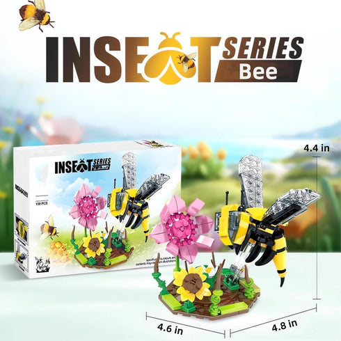 WULOBOOI Sets, Ideas Insect Collection Toy Building Bee with Flowers Sunflowers Nature Display Models for Home Decor