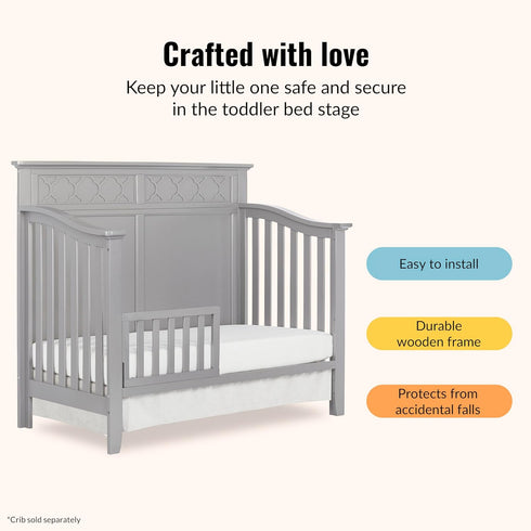 Dream On Me Universal Convertible Crib Toddler Guard Rail In Silver Grey Pearl, Compatible With Select Dream On Me