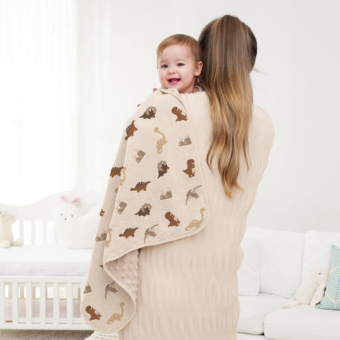 30x40inch Susurration Baby Blanket for Unisex Boys Girls, Soft Nursery Minky Blanket with Muslin Cotton Front