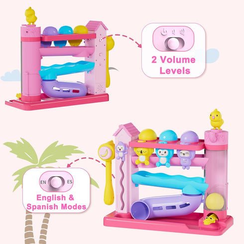 1+ 12-18-24+ 1 2 Toddler Musical Toys for Years Old Girls,Fine Motor Skills Developmental Baby Toy Months,Bilingual