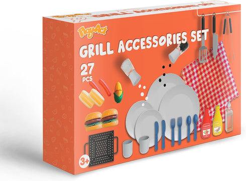 27 Playset Set Sets PCS Kids BBQ Grill Backyard Barbecue Play Grill Toy for Toddlers, Play Food for Kids Kitchen