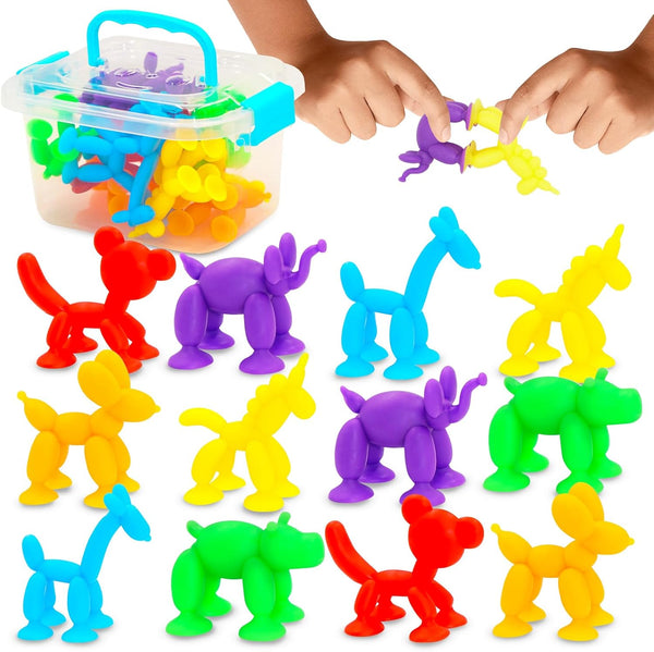 Suction Cup Sensory Bath Toys - Animal No Hole Bathtub Toy Suction