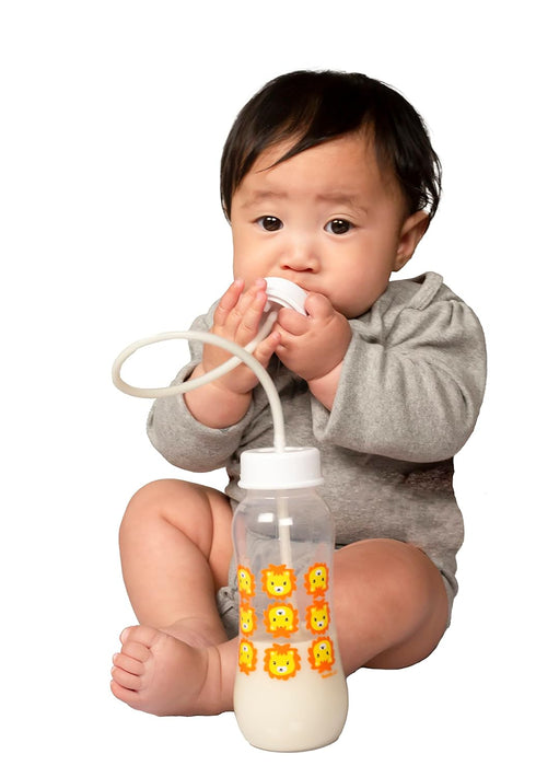 Hands-Free Baby Bottle - Anti-Colic Nursing System 9 oz with Fast Flow Nipple/Teat for Toddler (2 Bottles - Blue)