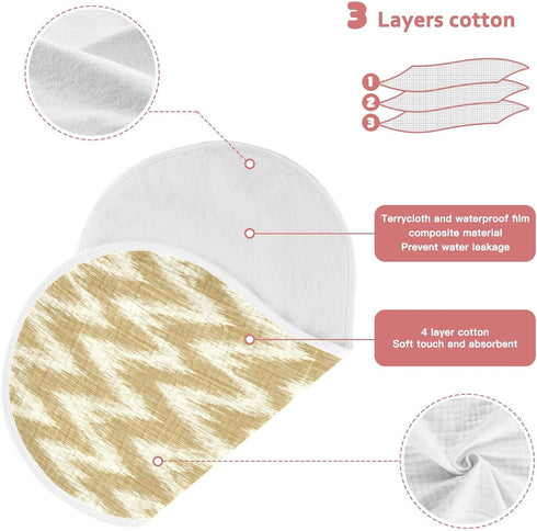 decor gift 4 Pack 22x11in Cotton Burp Cloths Baby Easy Care Beige Ikat Simple Line Burp rag for Unisex Babies