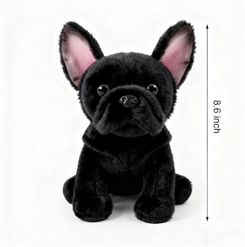TUKVESZE 8.6 inch French Bulldog Stuffed Animal, Realistic Puppy Plush Cute Soft Dog Gifts for Boys and Girls (Black)