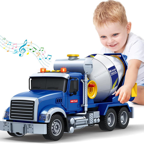 SpringFlower Toddler Trucks Toy, Large Mixer Truck Toy with Lights & Sounds,