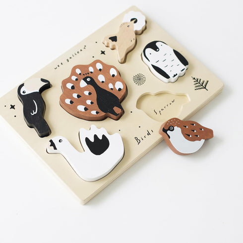 Wee Gallery Wooden Animals Tray Puzzle, Montessori Activity for Early Learning, Educational Toy for Kids and Toddlers