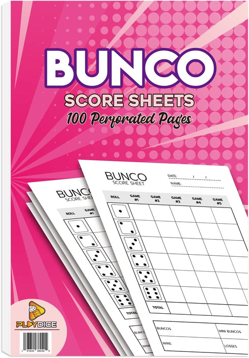 Bunco Score Sheets, 100 Large Print Single Side Sheets with Perforation for Bunco Game Kit and Party Supplies